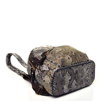 MCM Visetos Snakeskin Printed Studded Small Stark Backpack Light Grey 4 of 9