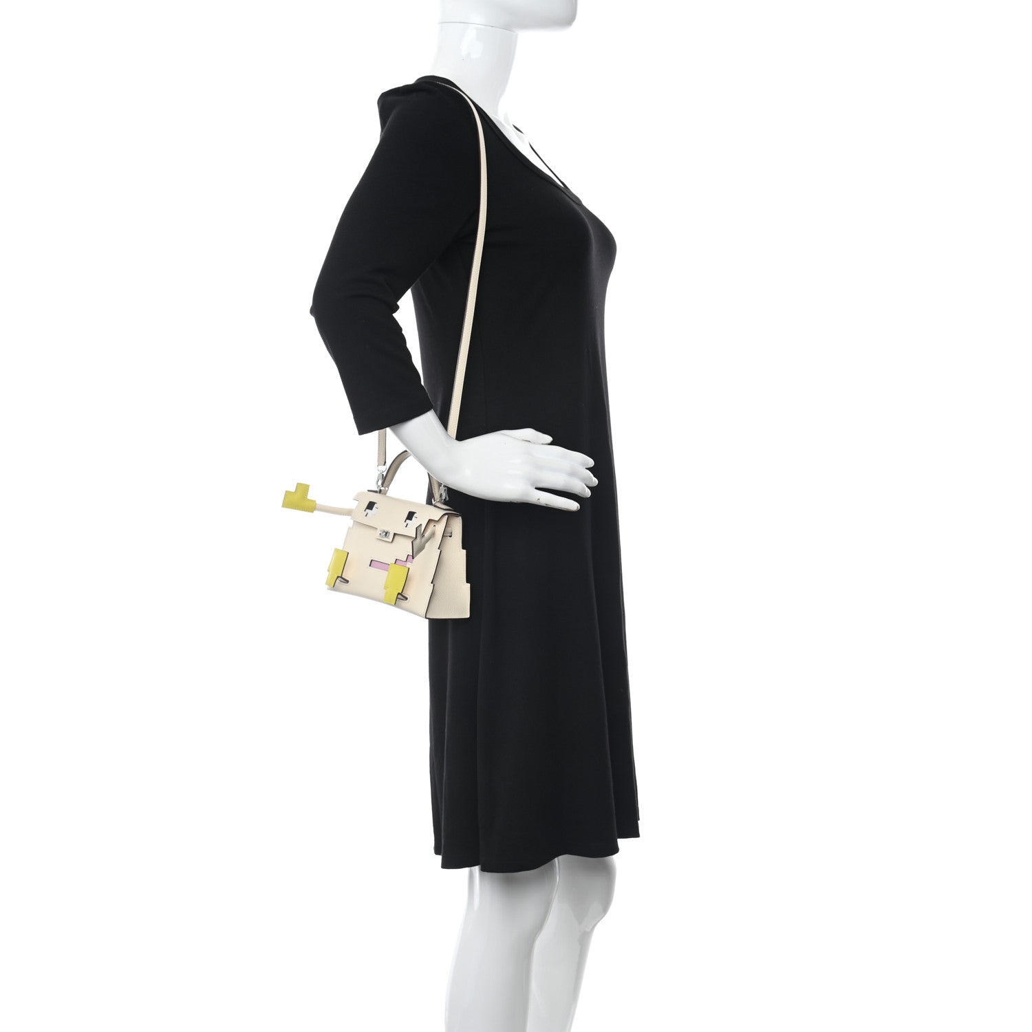 Hermes Epsom Quelle Idole Picto Kelly Doll Handbag Nata Mauve Sylvestre Lime Chai 3 of 14