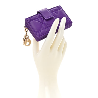 Christian Dior Lambskin Cannage Lady Dior 5-Gusset Card Holder Purple Jamu Purple Jamu 2 of 8