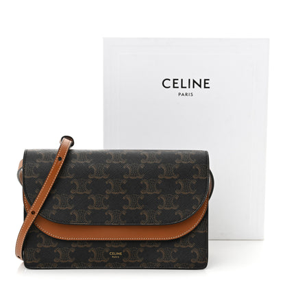 Celine Triomphe Canvas Lambskin Wallet On Strap Tan 11 of 11