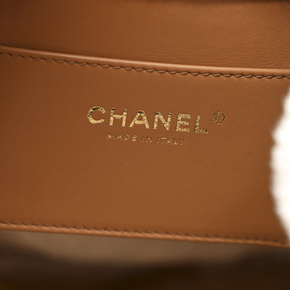 Chanel Suede Shearling Quilted Medium Chanel 25 Handbag Beige Natural 8 of 12