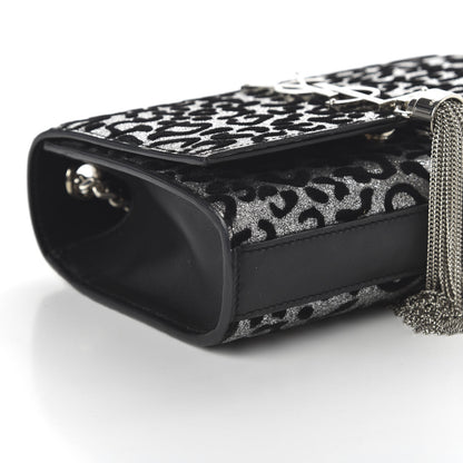 Saint Laurent Glitter Leopard Small Monogram Kate Tassel Satchel Platine Black 6 of 10