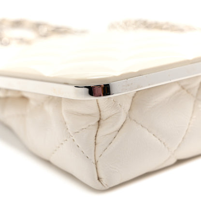 Chanel Lambskin Plexi Quilted CC Evening Clutch With Chain White 9 of 10