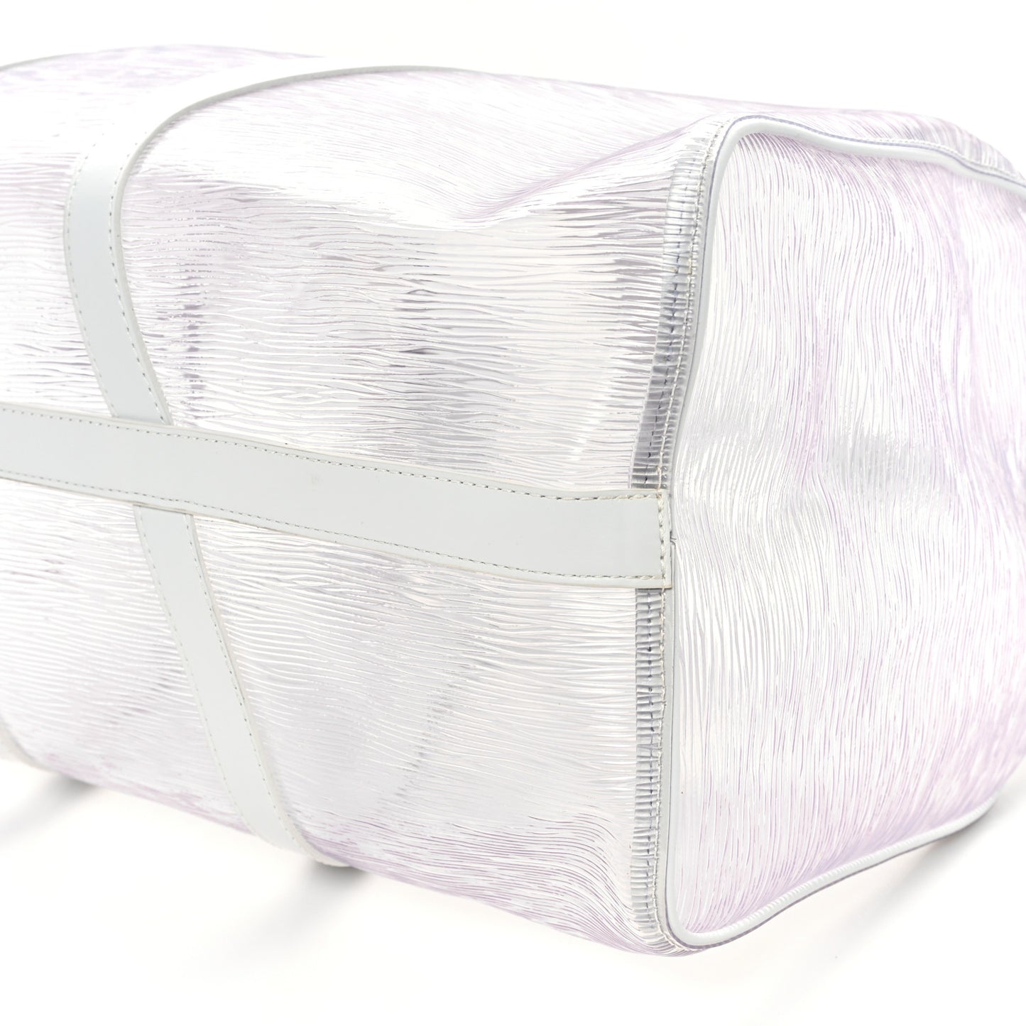 PVC Epi Embossed Wavy Keepall Bandouliere 50 White