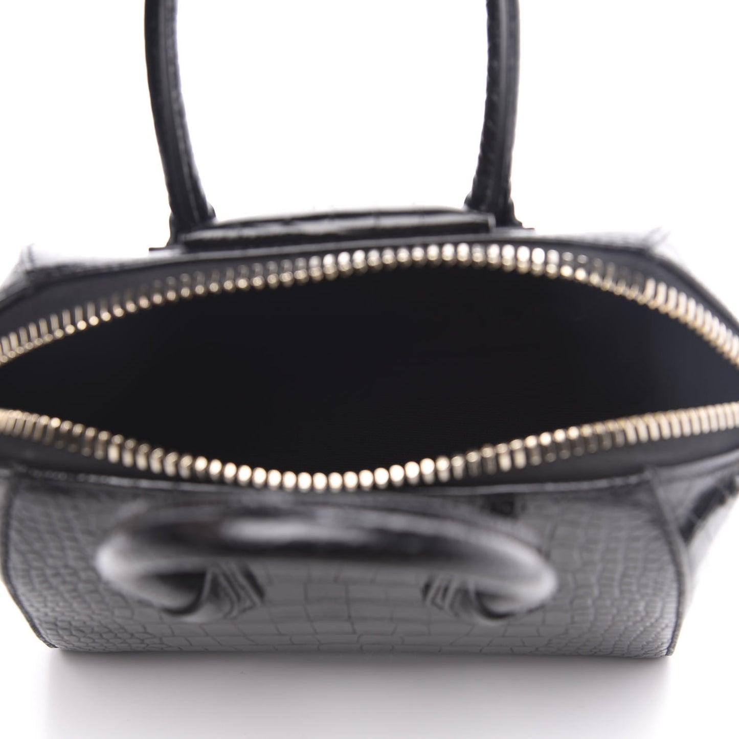 Calfskin Crocodile Embossed Mini Antigona Black