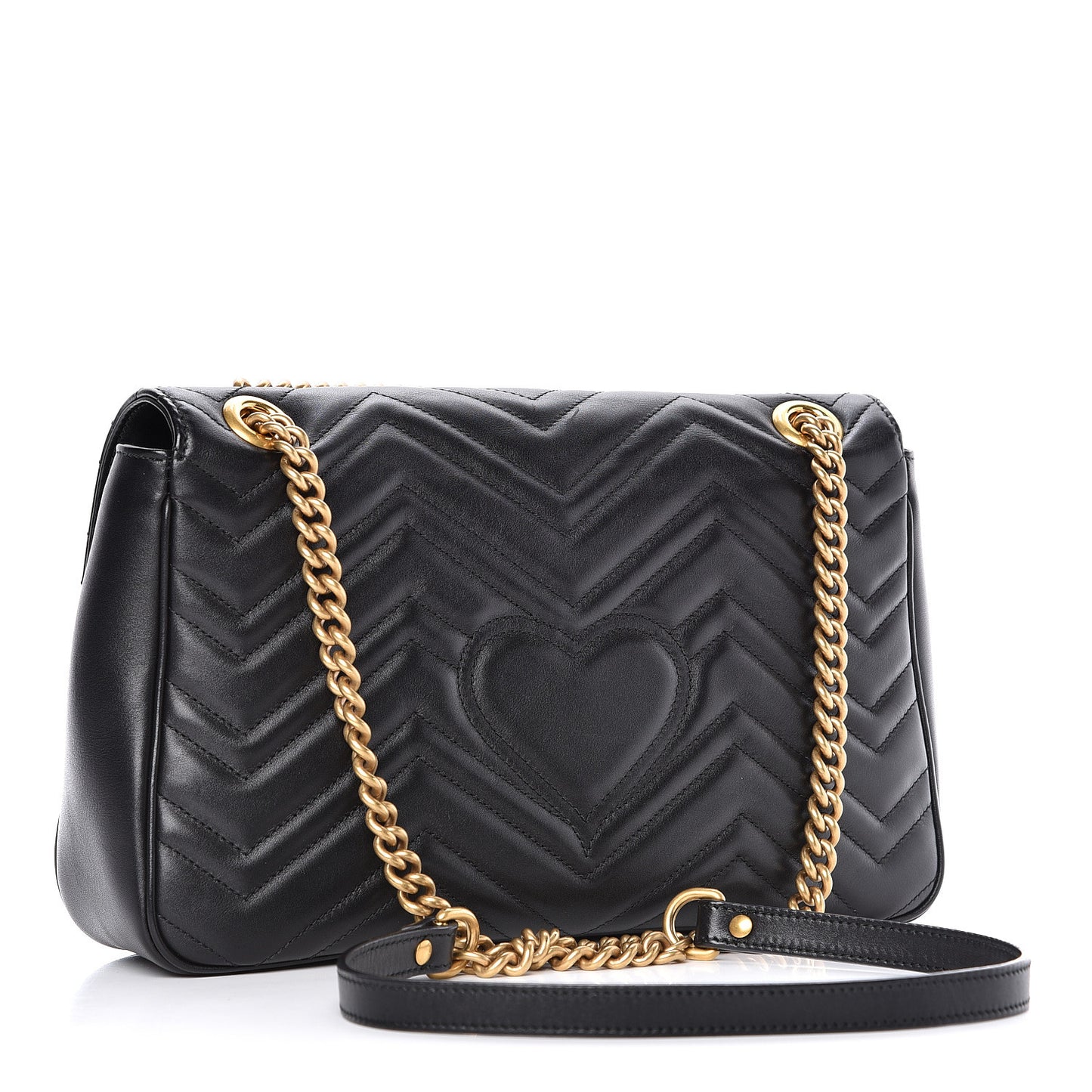 Calfskin Matelasse Medium GG Marmont Shoulder Bag Black