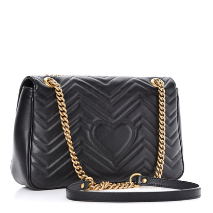 Gucci Calfskin Matelasse Medium GG Marmont Shoulder Bag Black 3 of 12