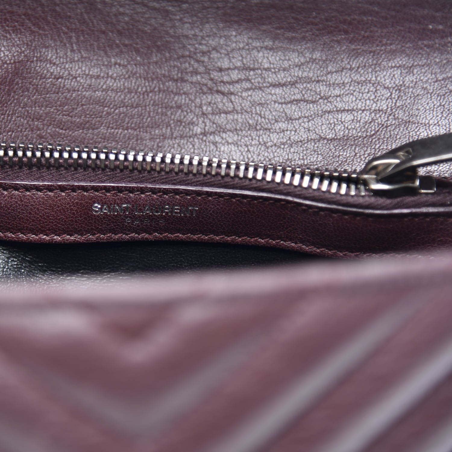 Saint Laurent Sheepskin Matelasse Chevron Monogram Medium College Bag Amaranto 8 of 12
