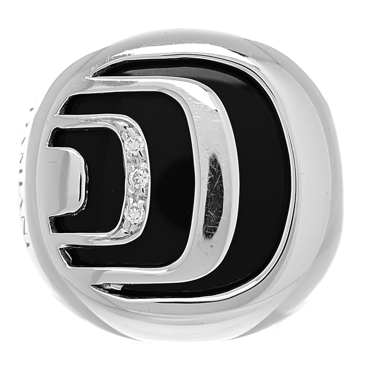 Sterling Silver Enamel Diamond Damianissima Ring Black 53 6.25