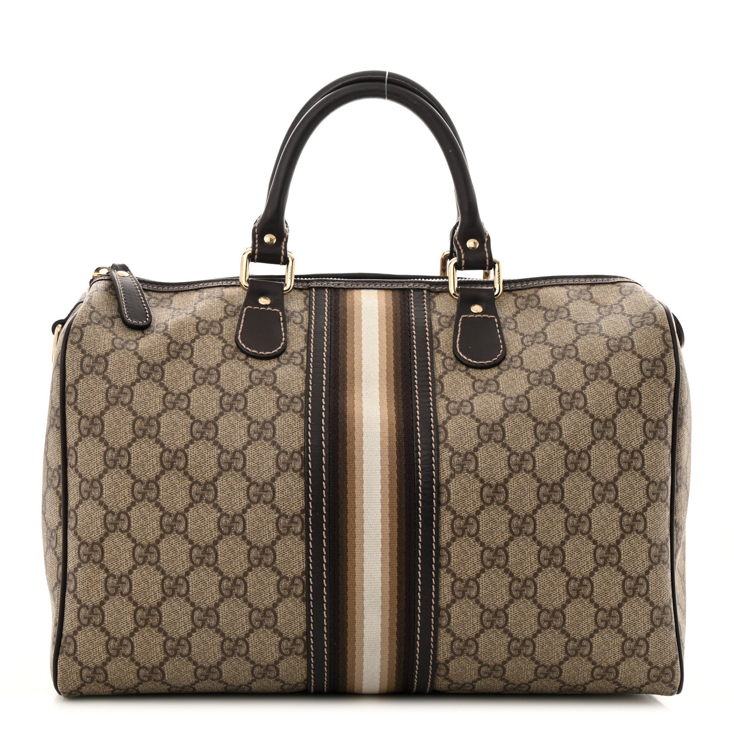 Gucci GG Plus Monogram Web Medium Joy Boston Dark Brown 1 of 12