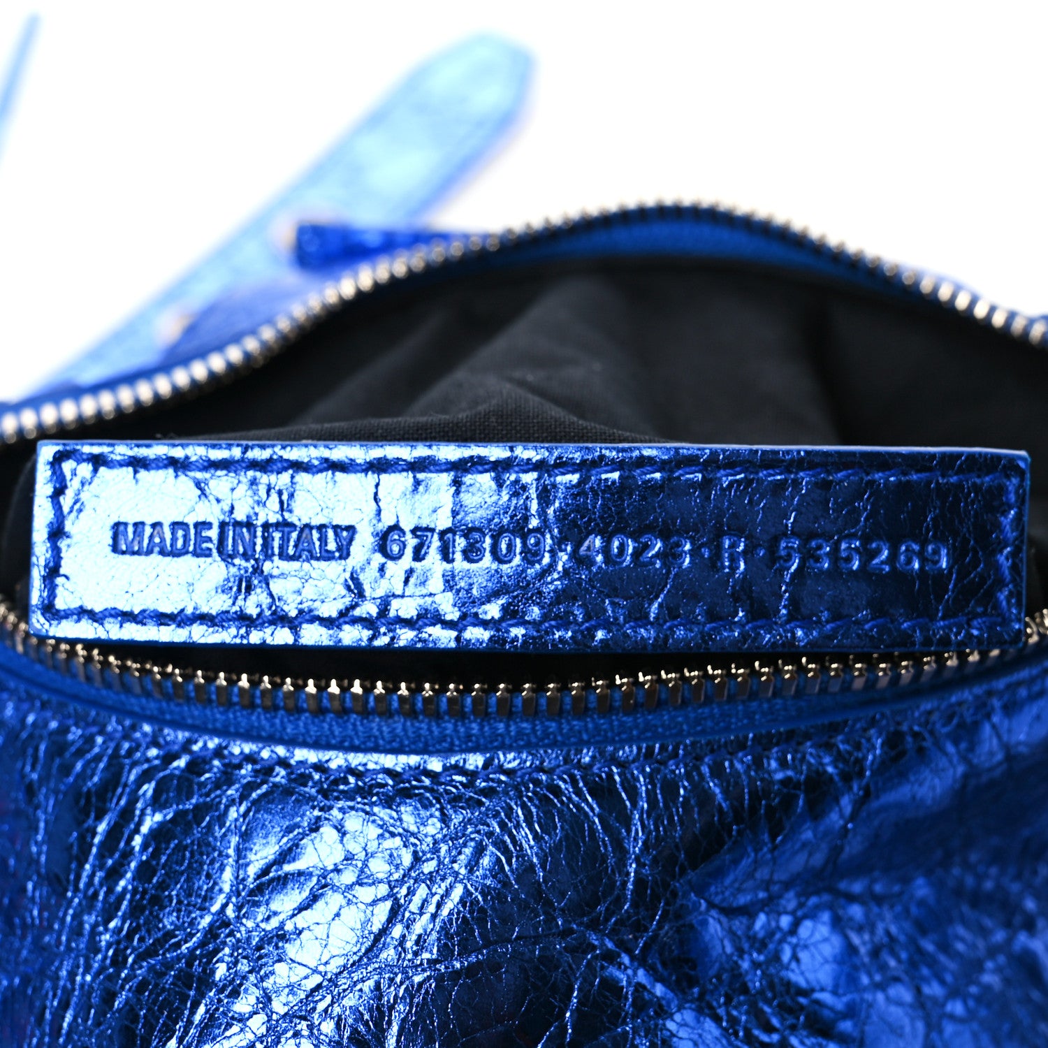 Balenciaga Metallic Arena Agneau Le Cagole Shoulder Bag XS Blue 7 of 10