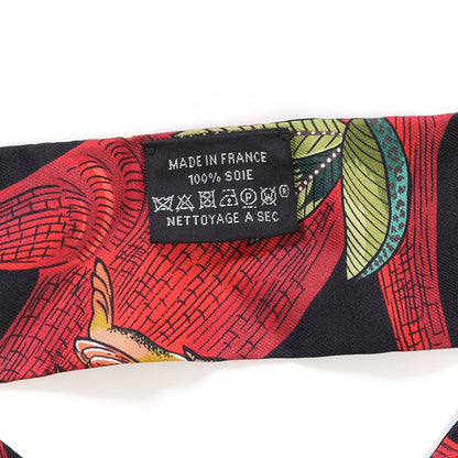 Hermes Silk Tree Of Song Twilly Black Rouge Vert 3 of 4