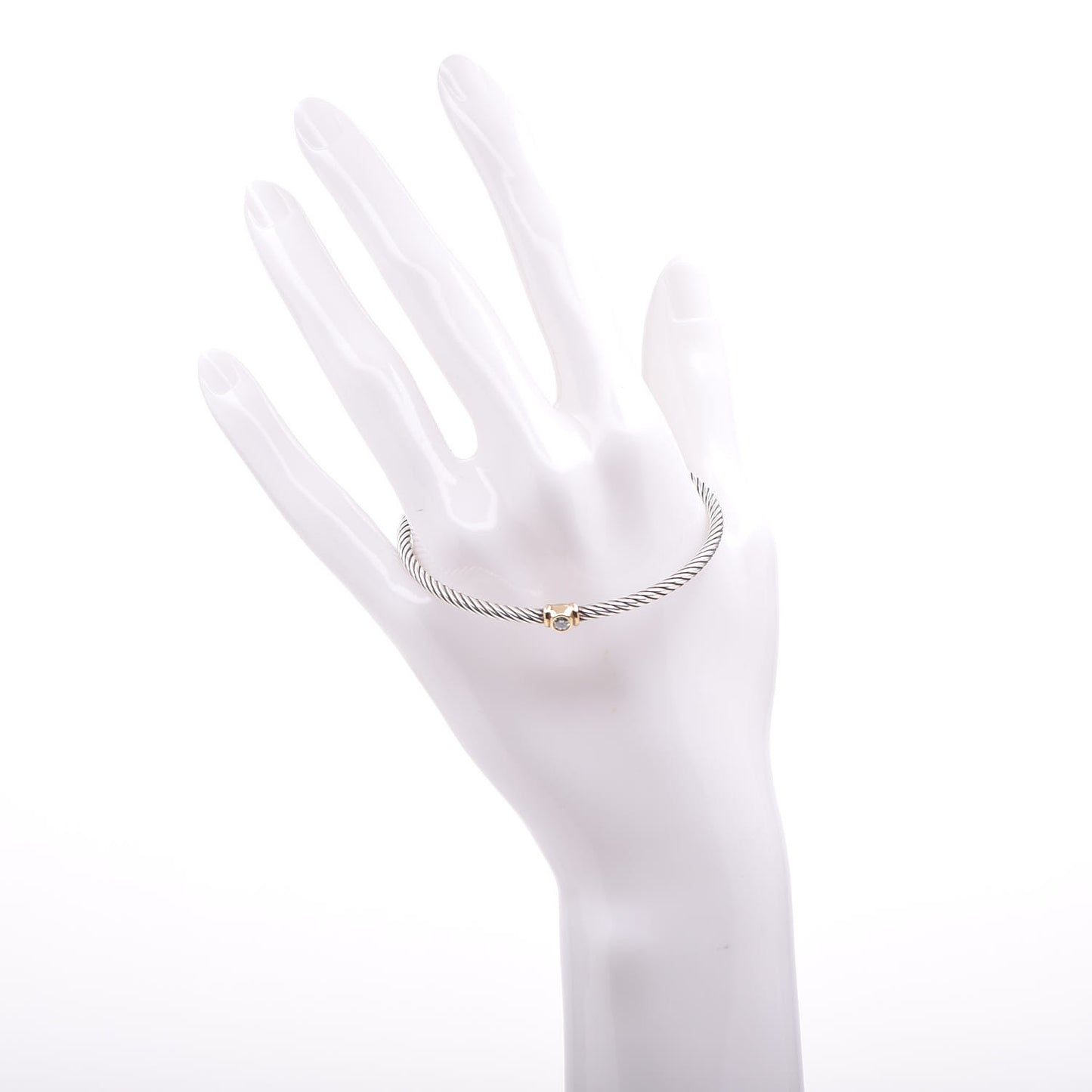 Sterling Silver 18K Yellow Gold Diamond 3mm Single Station Bracelet