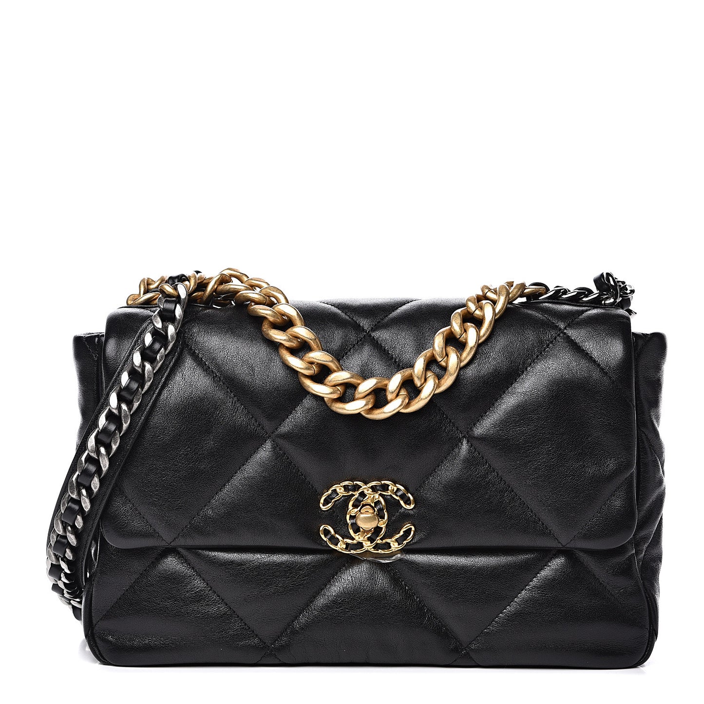 Goatskin Quilted Large 19 Flap Black