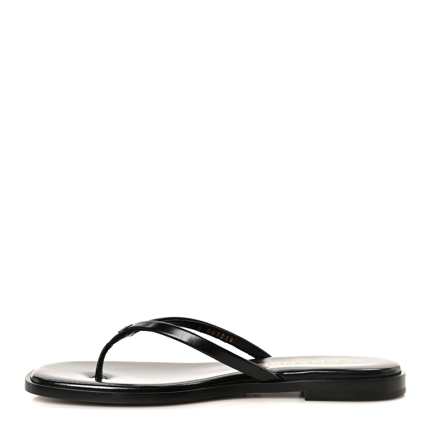 Goatskin CC Times Square Thong Sandals 38.5 Black