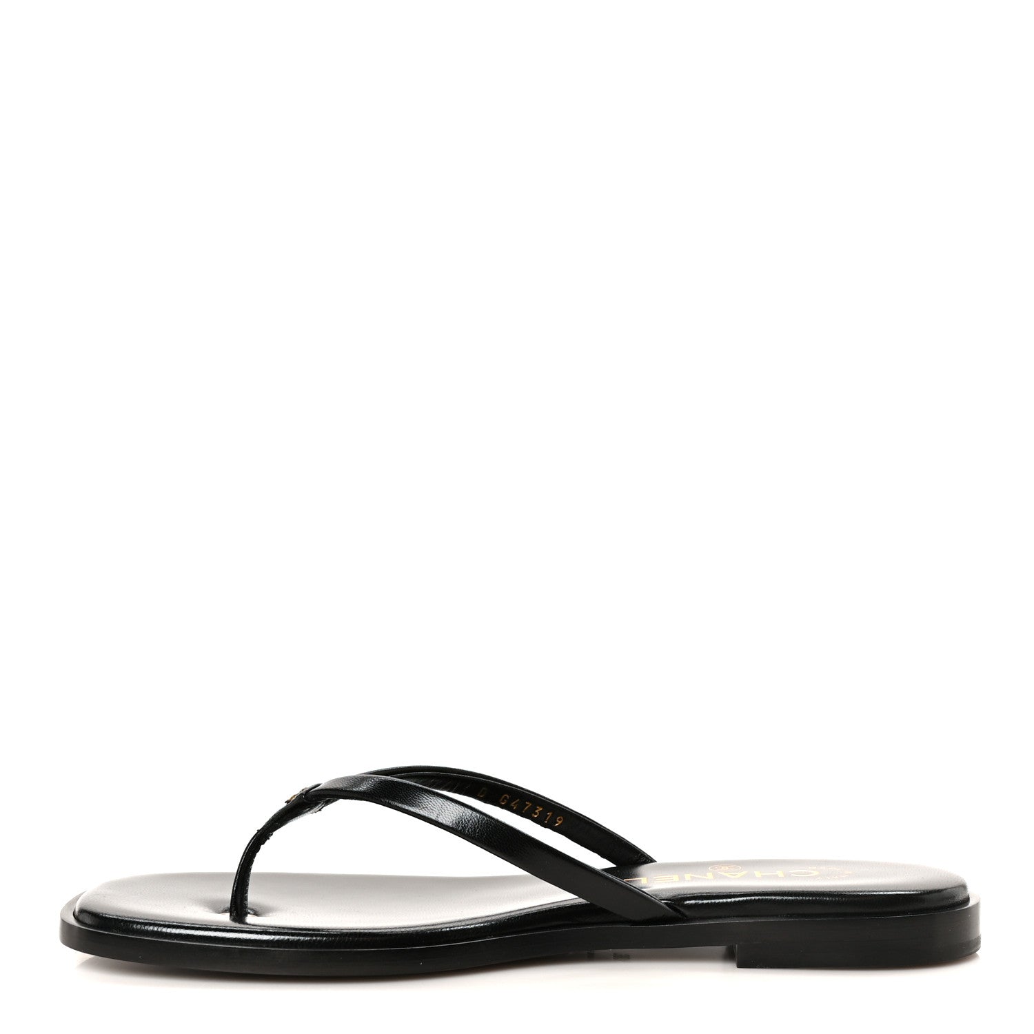 Chanel Goatskin CC Times Square Thong Sandals 38.5 Black 1 of 10
