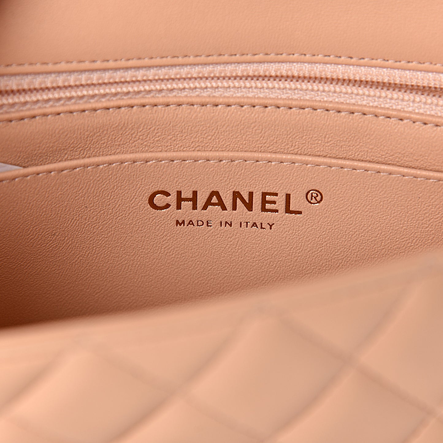 Lambskin Quilted Mini Rectangular Flap Beige
