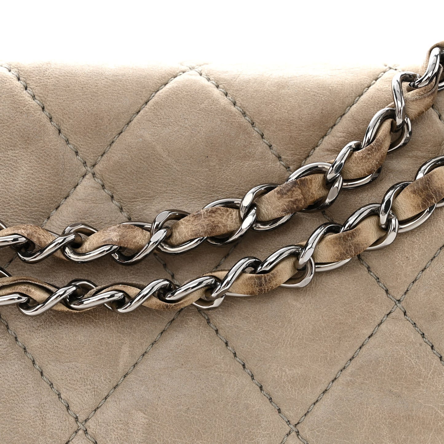 Lambskin Quilted Jumbo Chanel 3 Flap Light Grey