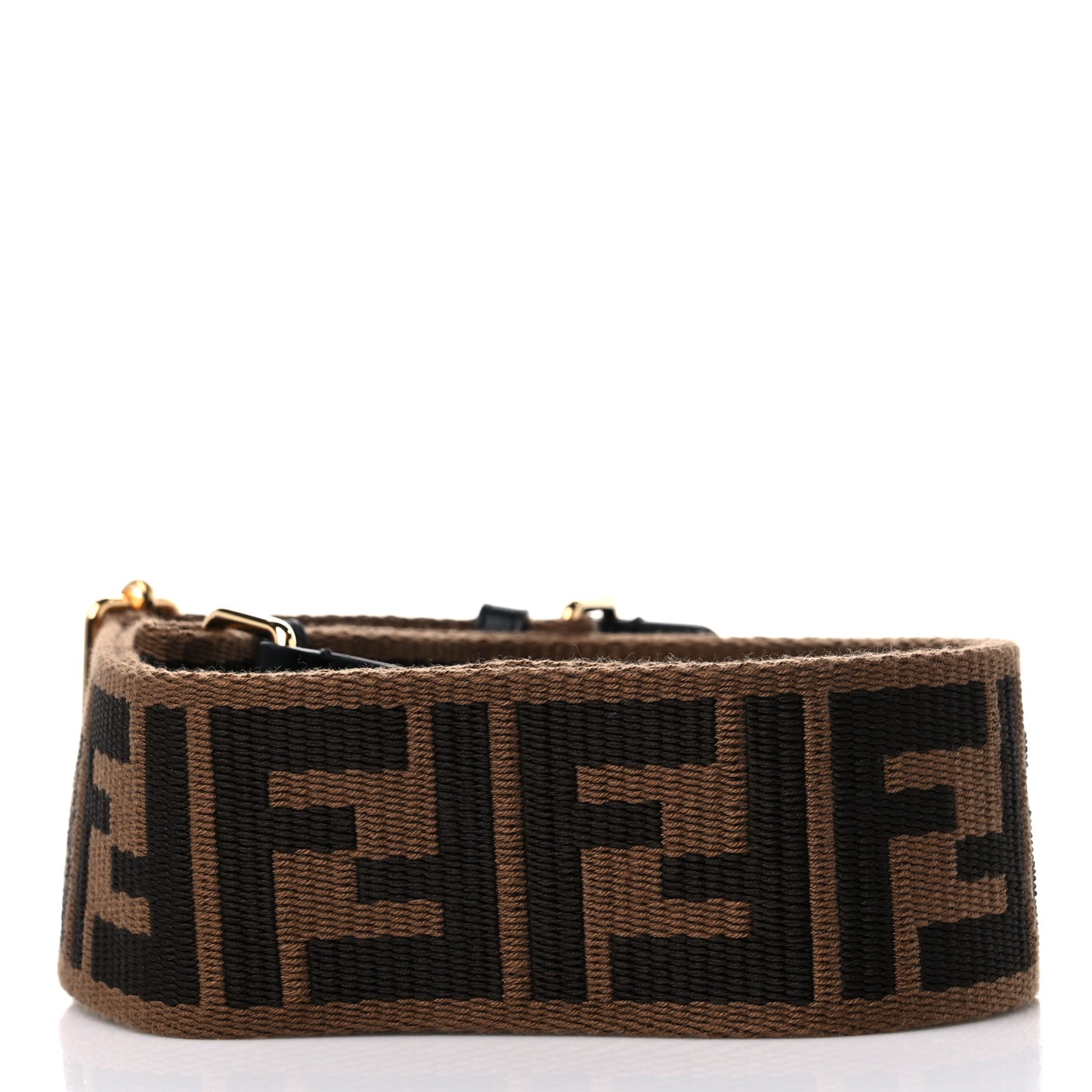 Ribbon Vitello Seta FF 1974 Adjustable Strap You Fango Marrone Black