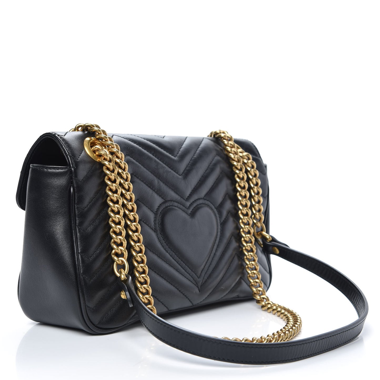 Calfskin Matelasse Small GG Marmont Shoulder Bag Black