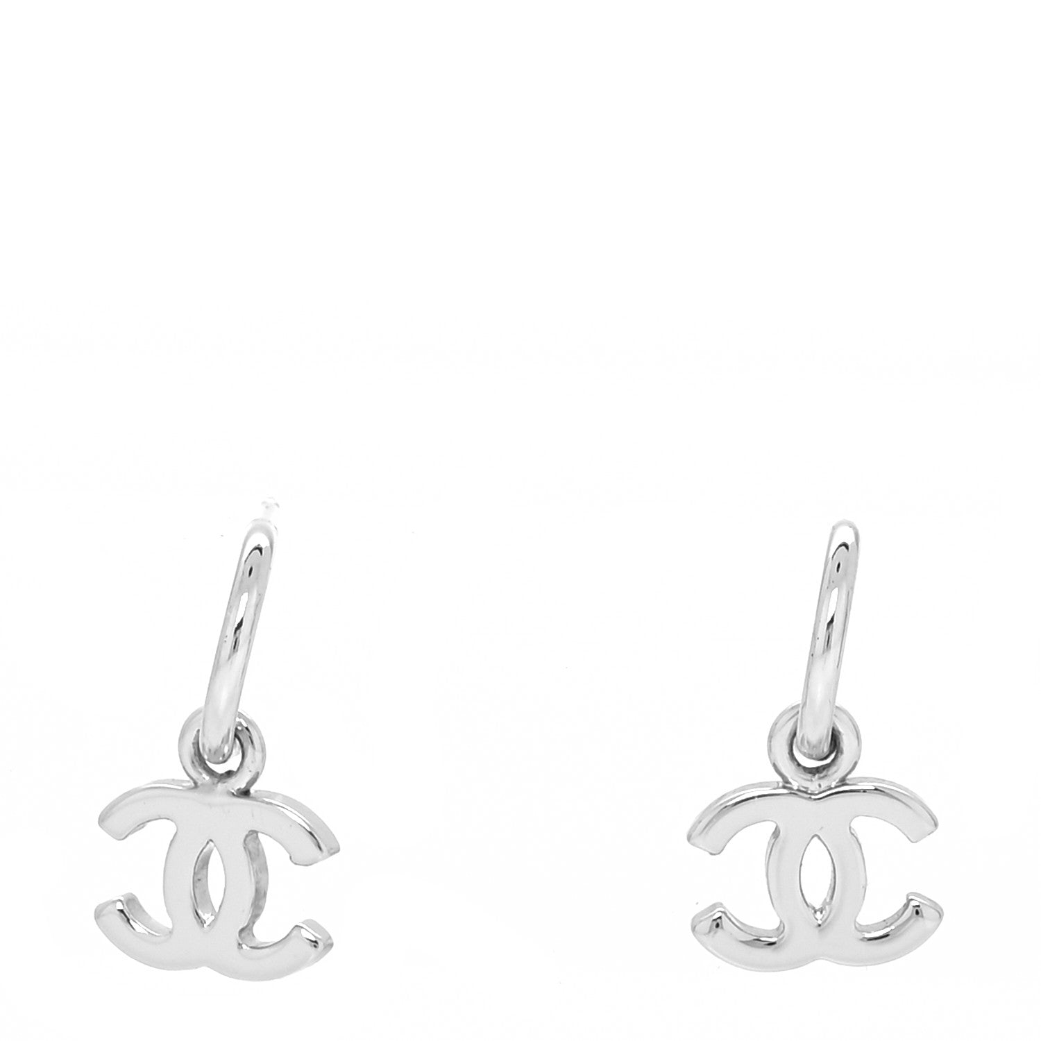 Chanel Ruthenium CC Drop Earrings Silver 1 of 3