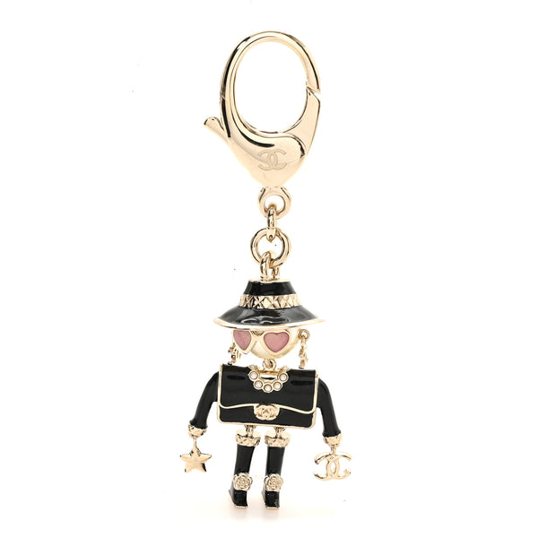 Chanel Metal Pearl Coco Mademoiselle Figurine Bag Charm Gold Black