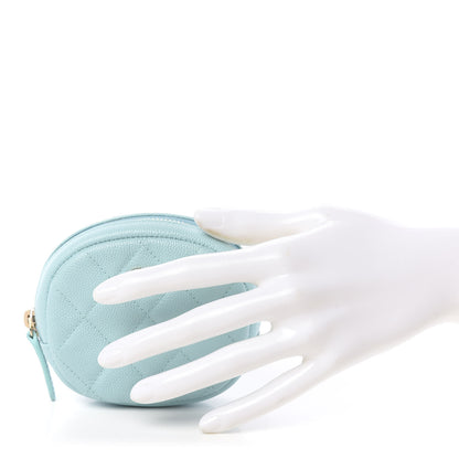 Chanel Caviar Quilted Zip Around Classic Coin Purse Light Blue 2 of 8
