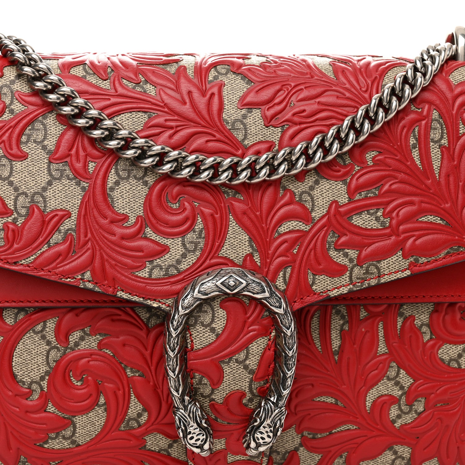 Gucci GG Supreme Monogram Arabesque Medium Dionysus Shoulder Bag Hibiscus Red 8 of 17