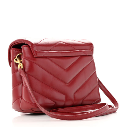 Saint Laurent Calfskin Y Quilted Monogram Toy Loulou Crossbody Bag Rouge 3 of 19