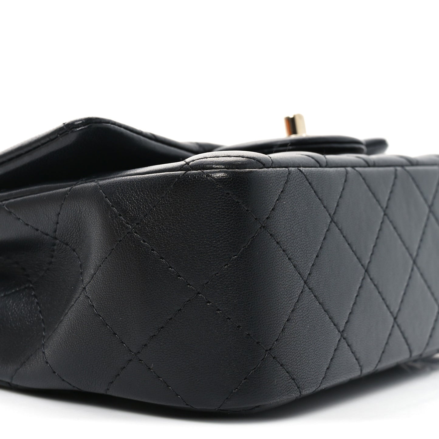Lambskin Quilted Mini Rectangular Flap Black