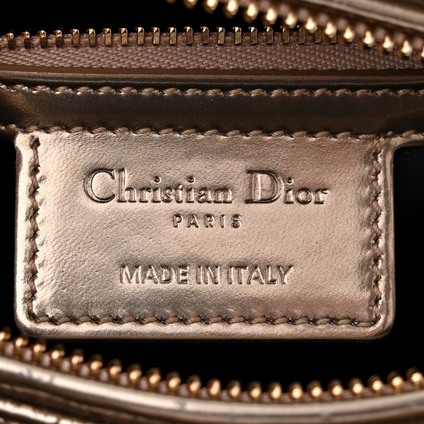 CHRISTIAN DIOR Metallic Patent Micro-Cannage Medium Lady Dior