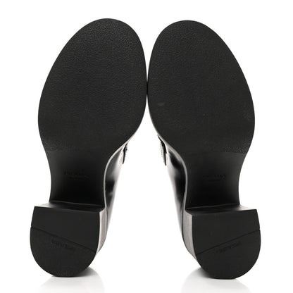 Prada Spazzolato Metal Triangle Logo 85mm Loafers 36.5 Black 5 of 8