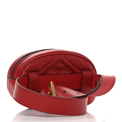 Gucci Calfskin Matelasse GG Marmont Belt Bag 85 34 Hibiscus Red 3 of 11