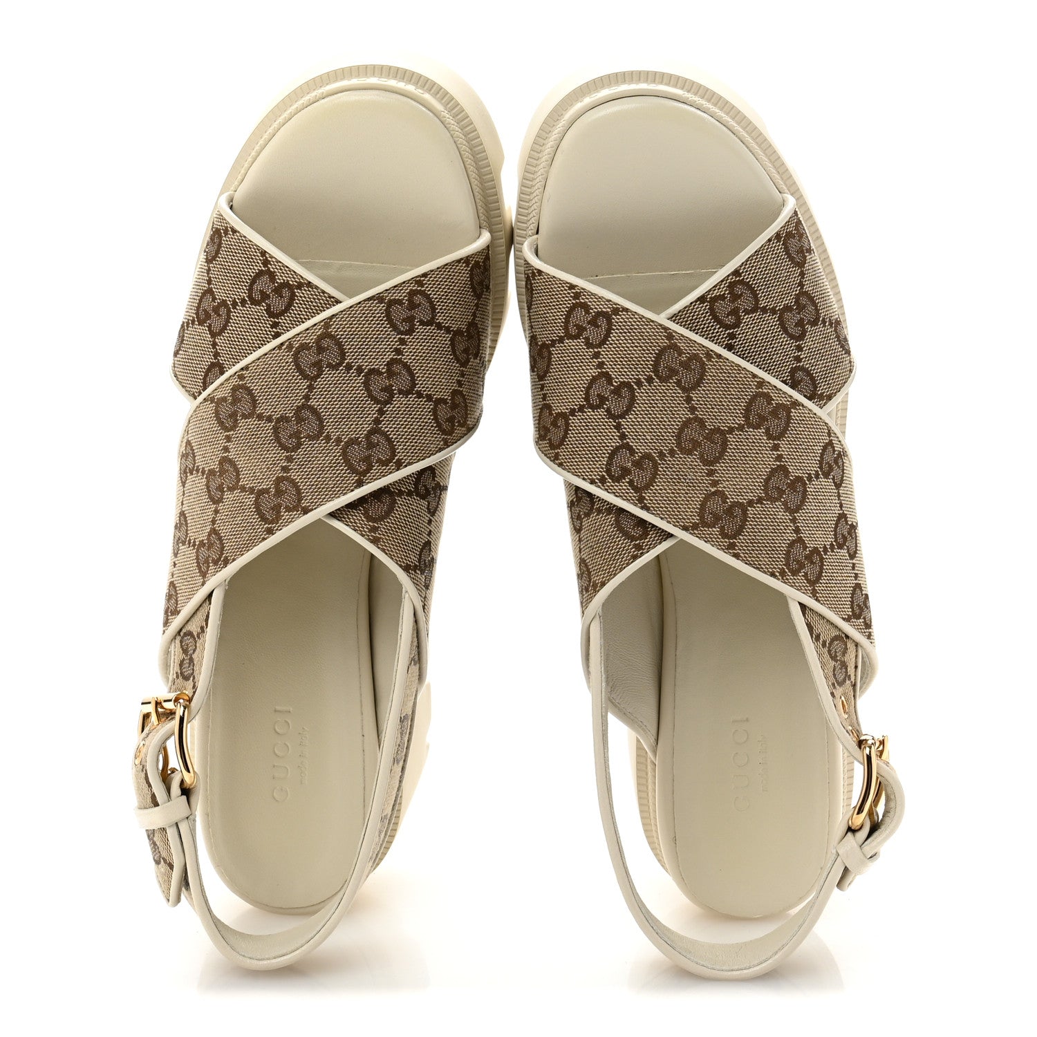 Gucci Monogram Granada Kid Trip 40/72mm Lug Sole Sandals 39.5 Beige Ebony Mystic White 2 of 10