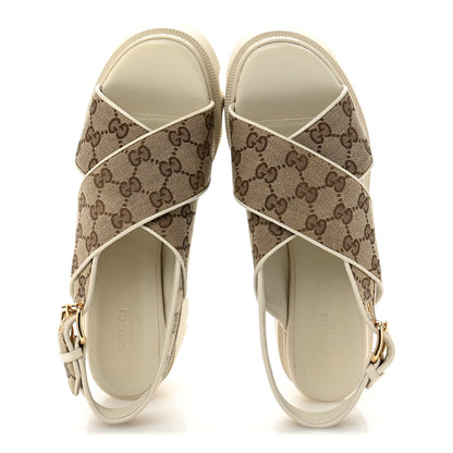 Gucci Monogram Granada Kid Trip 40/72mm Lug Sole Sandals 39.5 Beige Ebony Mystic White 2 of 10