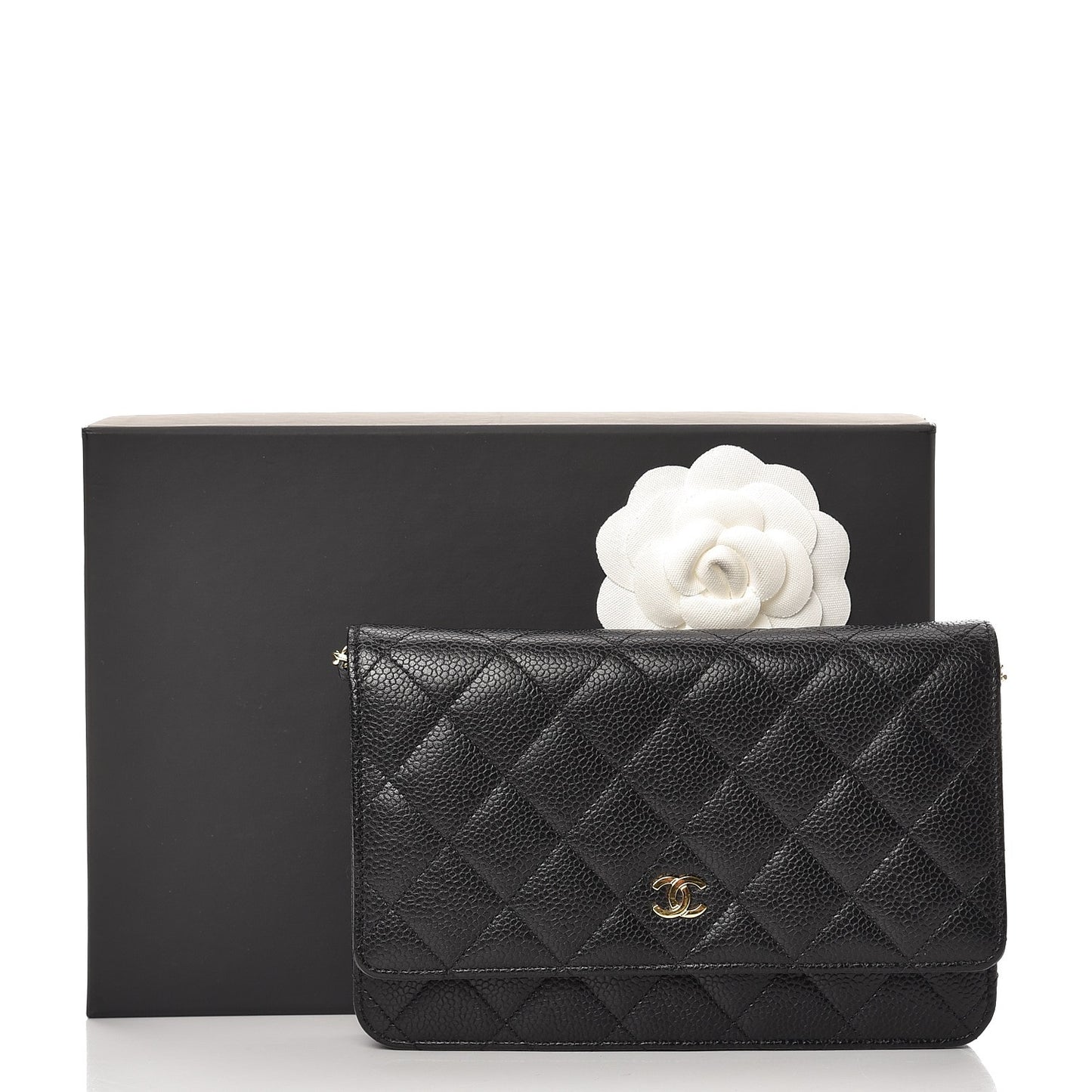 Caviar Quilted Wallet On Chain WOC Black