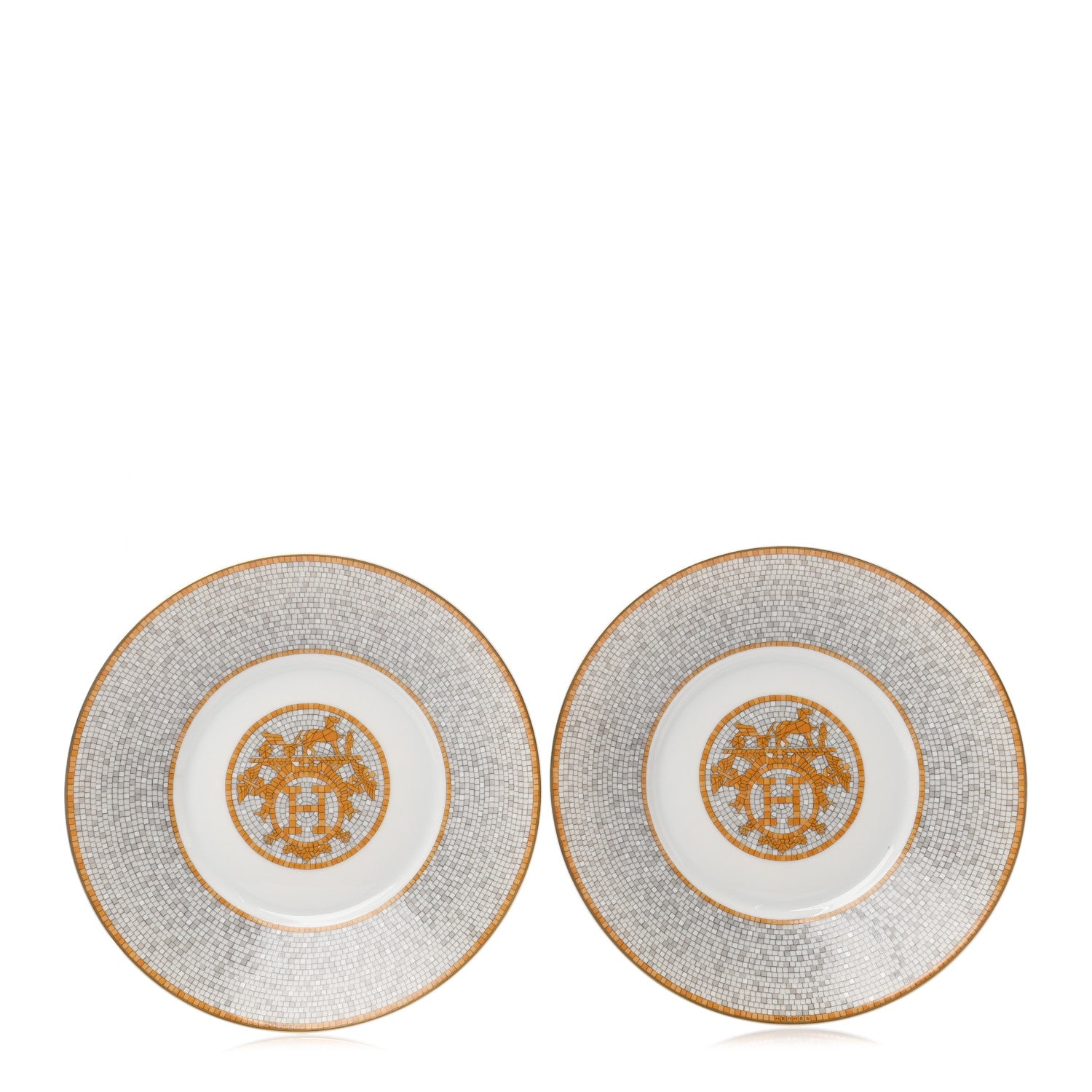 Hermes Porcelain Mosaique Au 24 Gold Breakfast Cup And Saucer Set Of 2 6 of 10