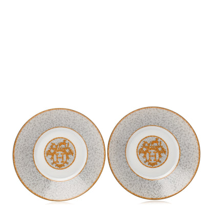 Hermes Porcelain Mosaique Au 24 Gold Breakfast Cup And Saucer Set Of 2 6 of 10
