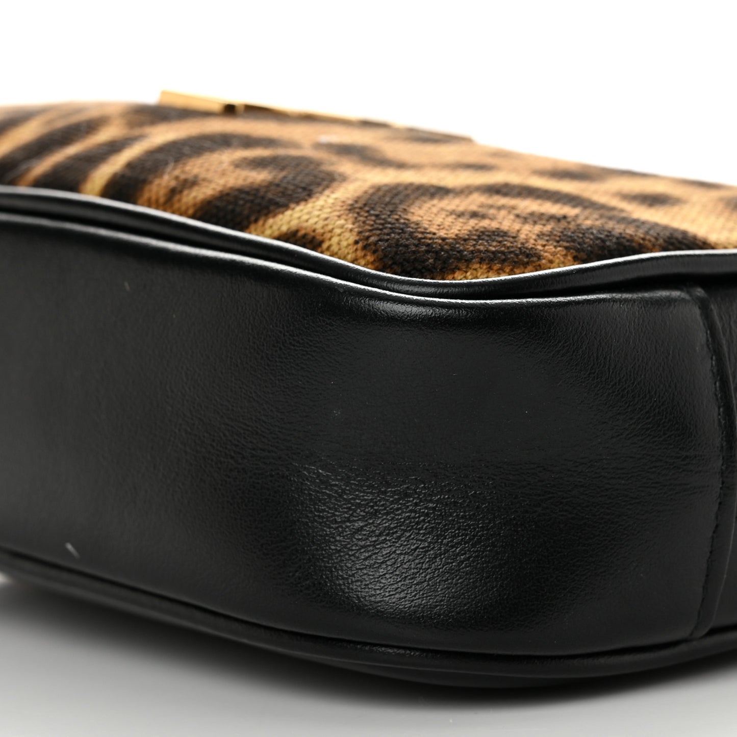 Canvas Calfskin Leopard Print Monogram Mini Lou Camera Bag Brown