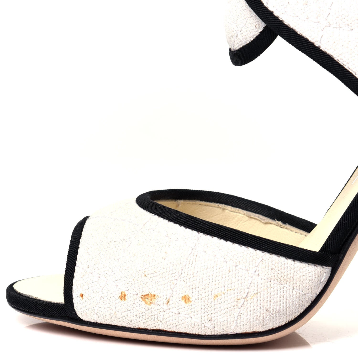 Chanel Grosgrain Canvas Quilted Open Toe CC Sandals 35 White 7 of 7