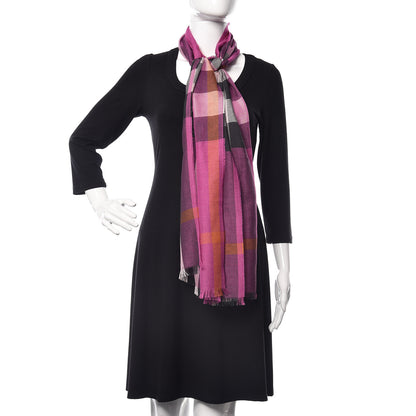 Burberry Silk Cashmere Giant Check Scarf Bright Rose 2 of 6