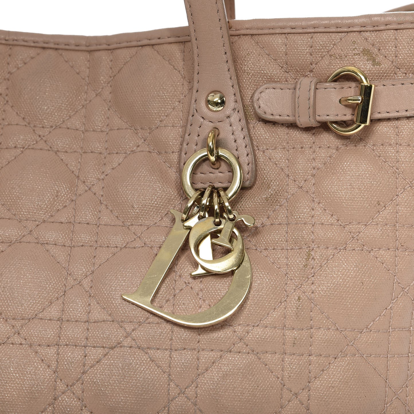 Coated Canvas Cannage Small Panarea Tote Beige