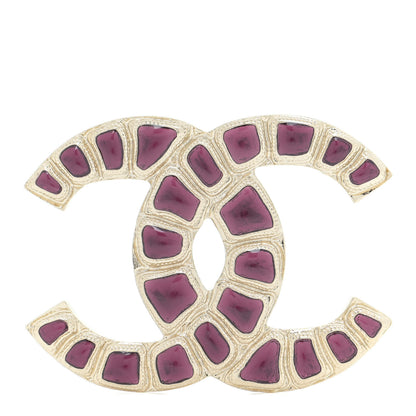 Chanel Gripoix Poured Glass Along The Nile CC Brooch Purple Gold 1 of 5