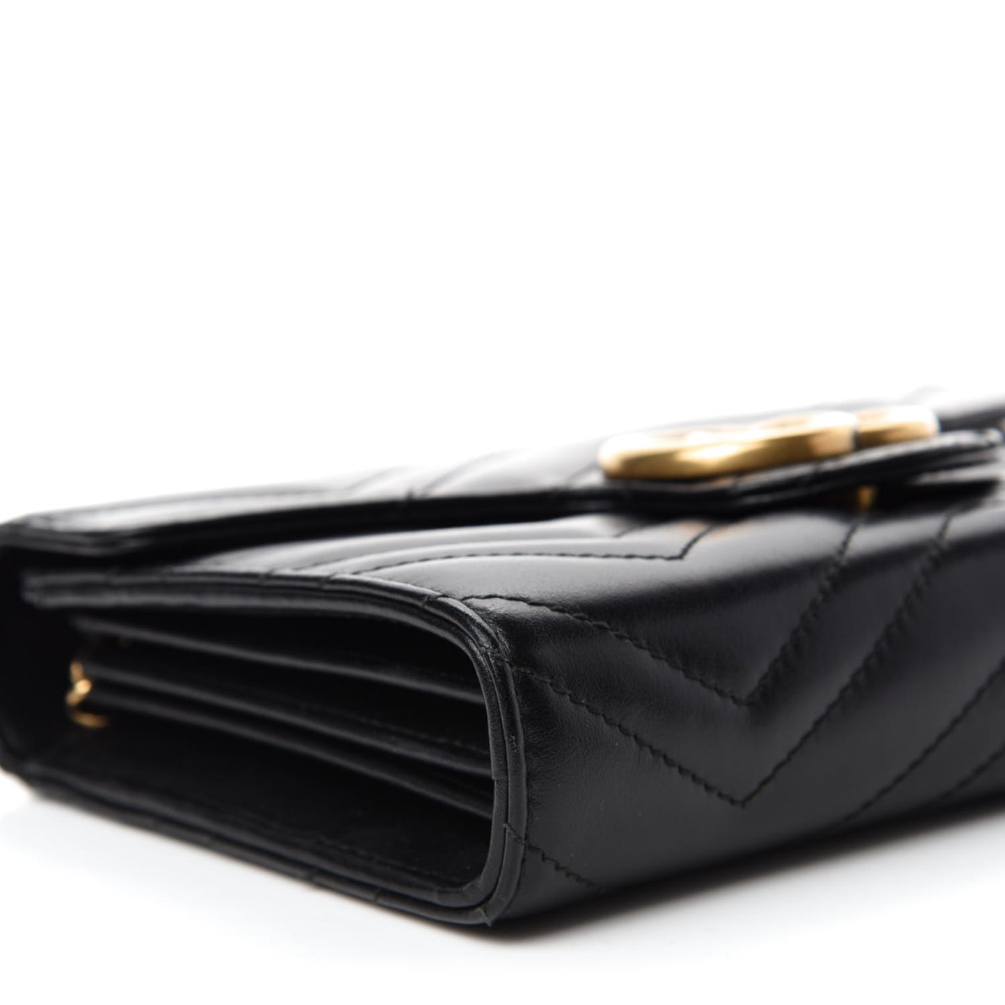 Calfskin Matelasse GG Marmont Chain Wallet Black