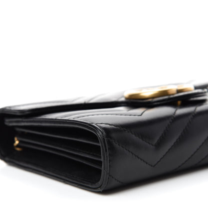 Gucci Calfskin Matelasse GG Marmont Chain Wallet Black 6 of 12
