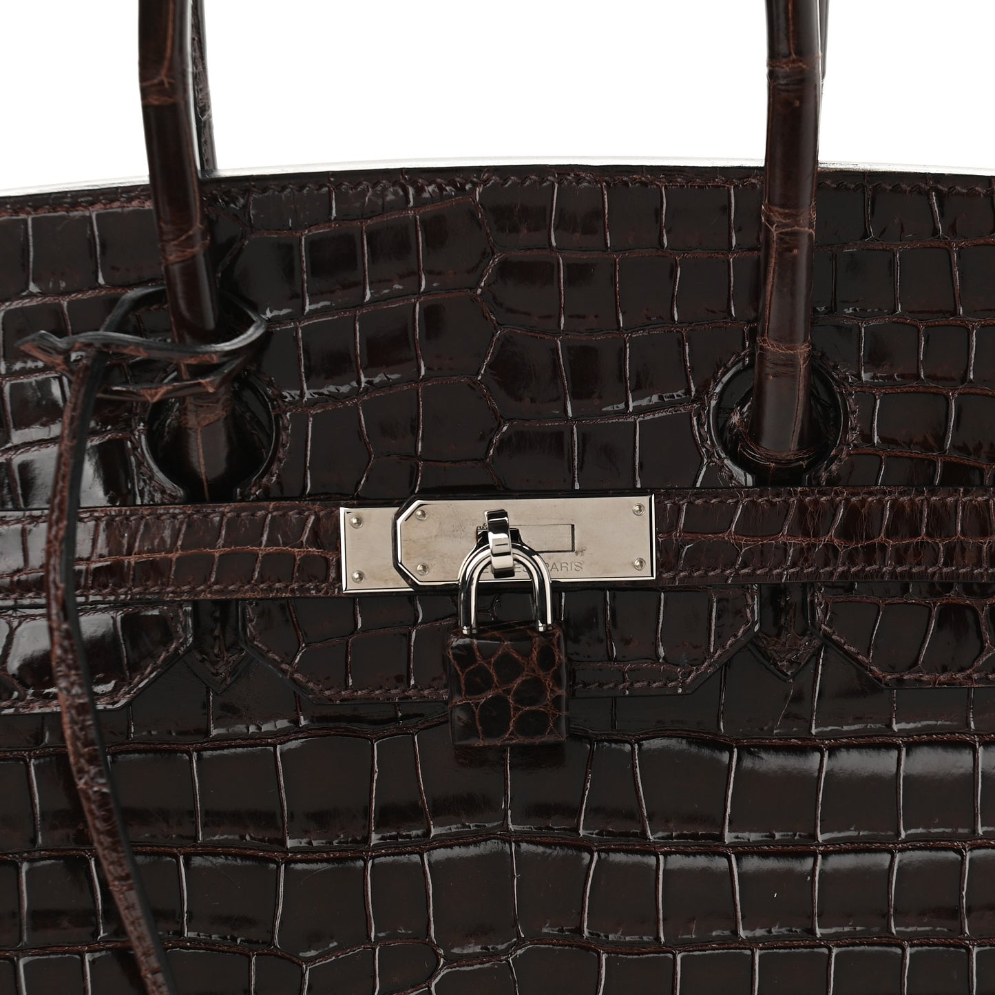Shiny Porosus Crocodile Birkin 35 Cocoan