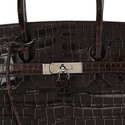 Hermes Shiny Porosus Crocodile Birkin 35 Cocoan 8 of 13