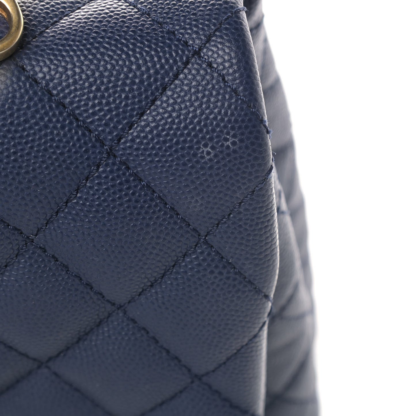 Caviar Lizard Quilted Large Coco Handle Flap Blue