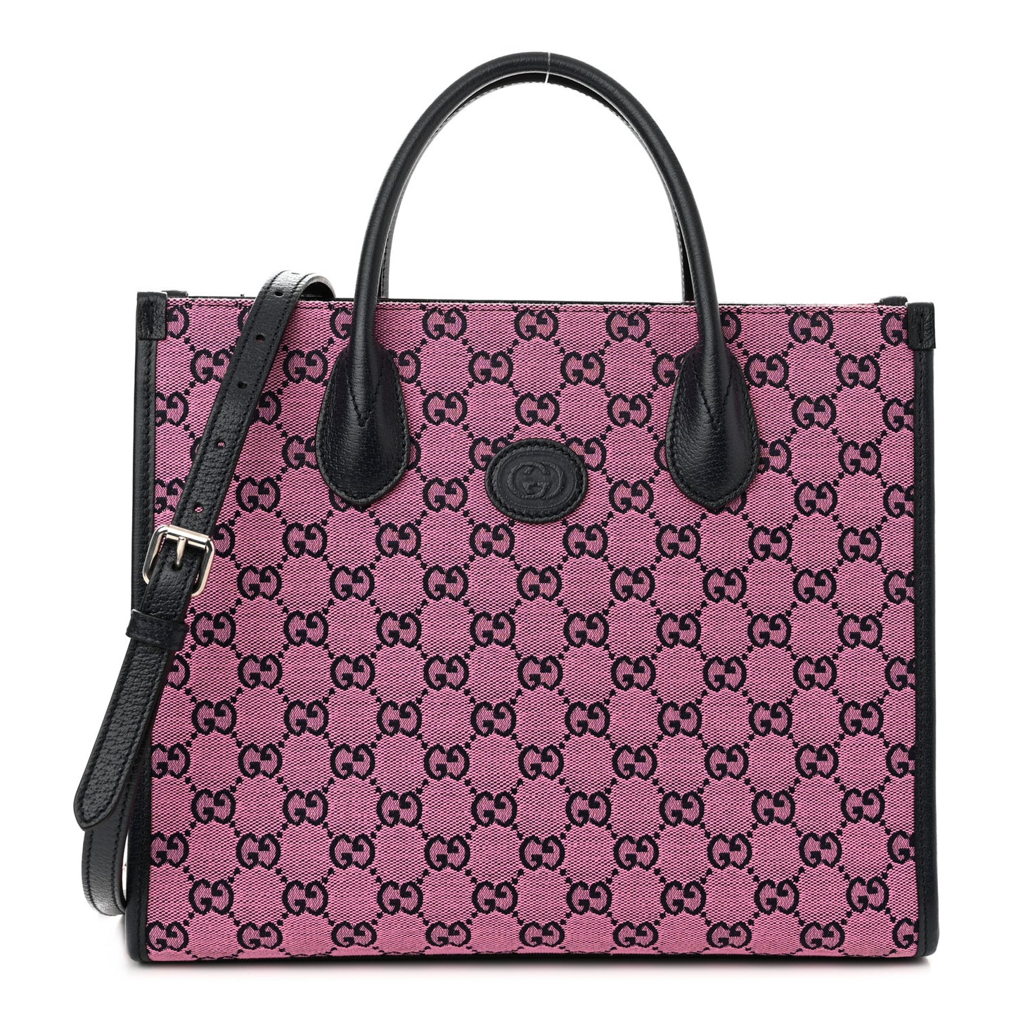 Monogram Multicolor Textured Dollar Calfskin Small Retro Interlocking G Tote Bag Pink Blue