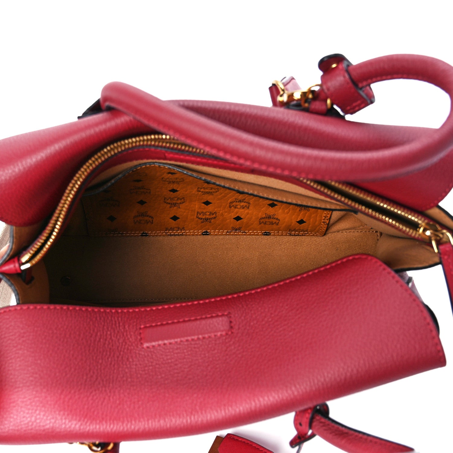 MCM Grained Calfskin Medium Milla Tote Ruby Red 5 of 13